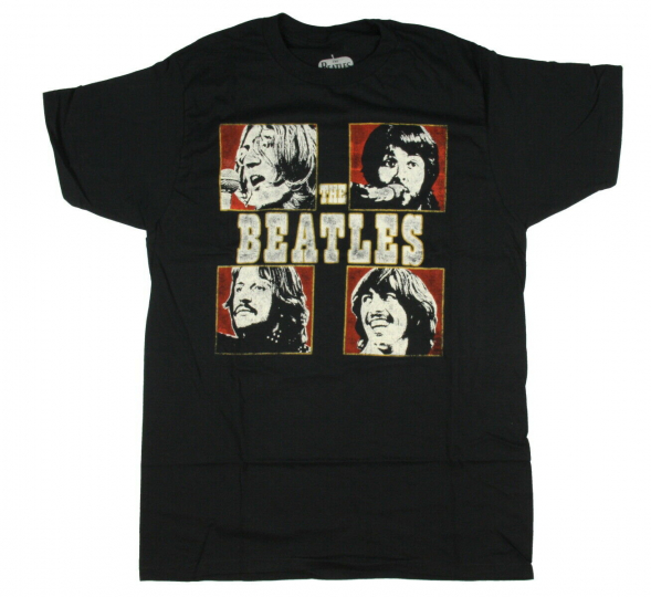 The Beatles Men's Distressed Vintage Band Member Squares Licensed T-Shirt