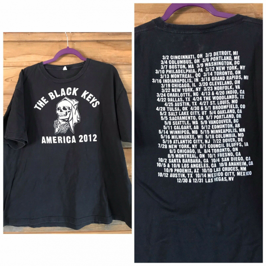 The Black Keys Ohio rock Band America 2012 Tour T-shirt Skull Graphic Men's XXL
