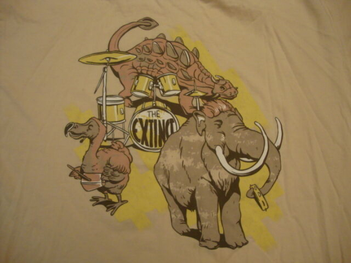 The Extinct Rock Age Music Band Funny Dinosuar Mamoths Woot Soft T Shirt XL