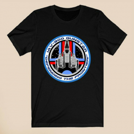 The Last Starfighter Gunshoot Space Ship Logo Men’s Black T-Shirt Size S-3XL