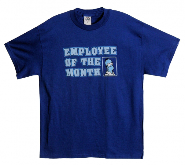 The Simpsons Men's T-Shirt Homer Employee of the Month Blue
