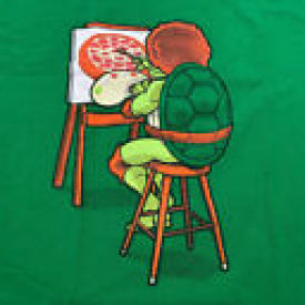 ThinkGeek – Bob Ross Ninja Turtle Mash Up, Green T-Shirt – Size Large