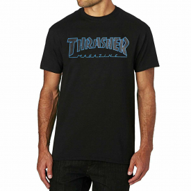 Thrasher Men’s Outlined Short Sleeve T Shirt Black Clothing Apparel Skateboar…