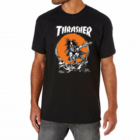Thrasher Men’s Skate Outlaw x Pushead Short Sleeve T Shirt Black Clothing App…