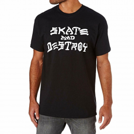 Thrasher Men’s Skate and Destroy Short Sleeve T Shirt Black Clothing Apparel …