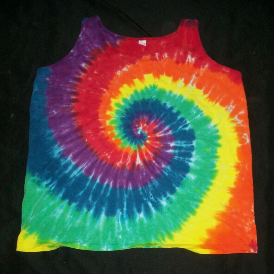 Tie Dye Woman's Tank Top 2XL Rainbow Spiral Tye Dyed 2X XXL Made in USA
