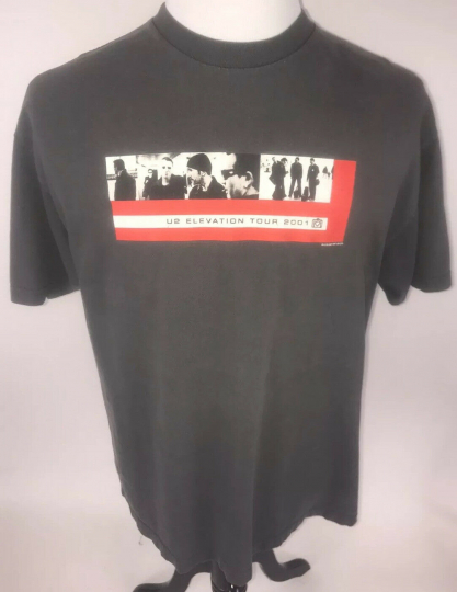 U2 Elevation Tour 2001 T-Shirt Men's XL VTG Rock Pop Band Tee Concert Tour
