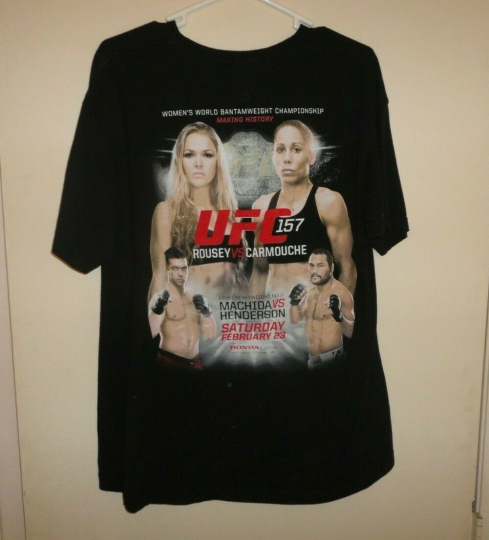 UFC 157 Ronda Rousey vs. Carmouche Black Short Sleeve Shirt Size XL - Rare