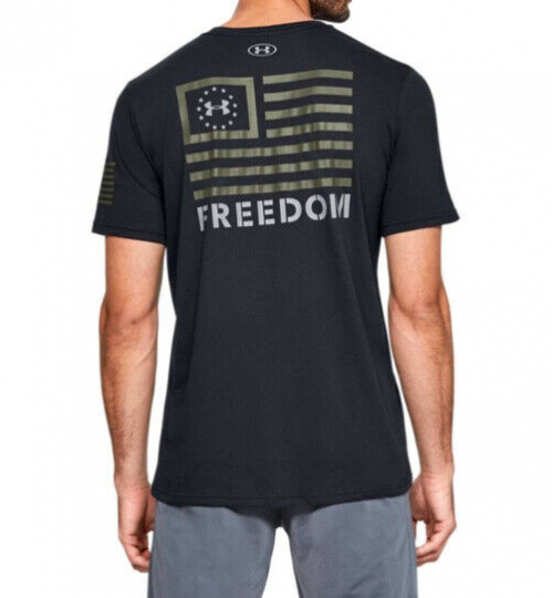 Under Armour UA Freedom Banner Men's HeatGear® Cotton Black OD Green T-Shirt