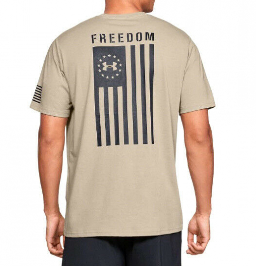 Under Armour UA Freedom Flag Logo Men's HeatGear® Cotton Desert Sand T-Shirt