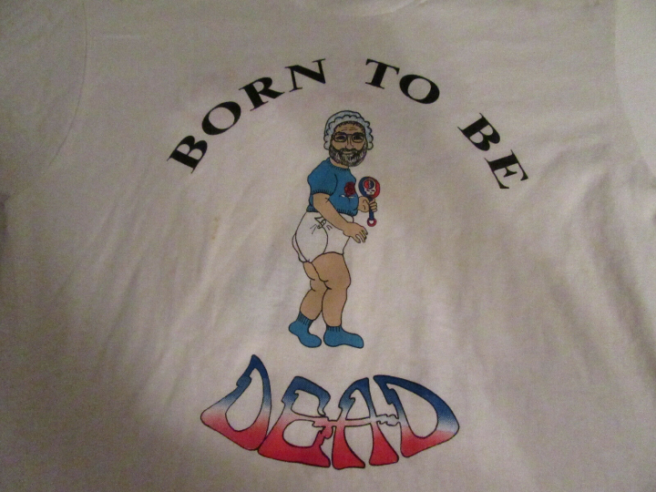 VINTAGE Grateful Dead T-Shirt L White Born To Be Dead BaBY SCREEN STARS