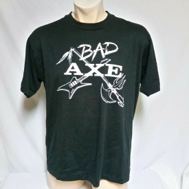 VTG 80s Bad Axe T Shirt Tour Concert Single Stitch Tee Metal Band Rock Promo XL