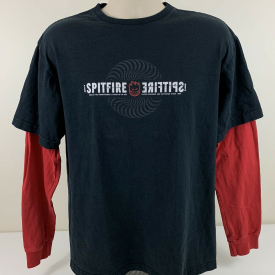 VTG 90s Spitfire Wheels Black Long Sleeve T Shirt Mens Size L Large USA Made EUC