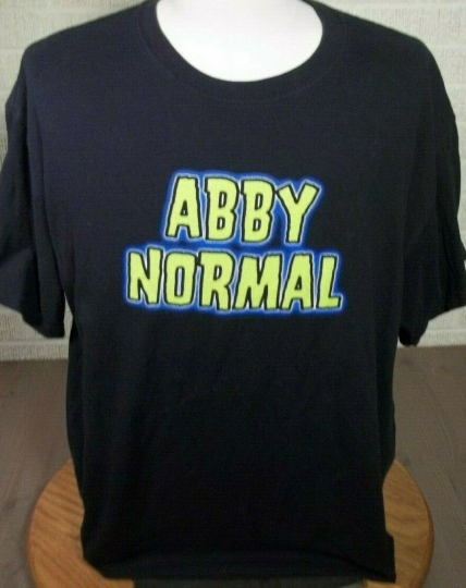 VTG Young Frankenstein Abby Normal Mel Brooks Black Med T- Shirt Broadway Play