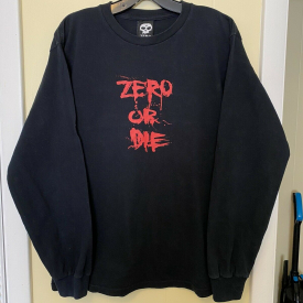 Vintage 90s Zero Or Die Skateboarding Skating Graphic T Shirt Medium 20’X 27 1/2