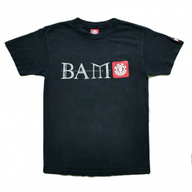 Vintage Bam Margera T-shirt Element Skateboarding Black Graphic Tee Size Small