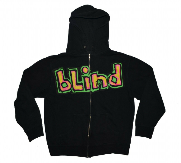 Vintage Blind Skateboards Hooded Sweatshirt Size Medium M Black Hoodie