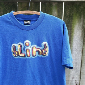 Vintage Blind Skateboards Shirt Mens Large 90s Skateboarding Blue Hook Ups USA