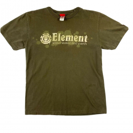 Vintage Element Mens T Shirt Skateboarding Wind Water Fire Earth Logo Green Sz M
