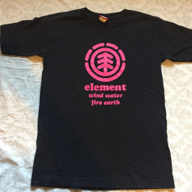 Vintage Element SkateBoard Earth Wind Water Fire T-shirt Pink
