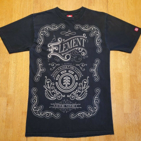 Vintage Element Skateboard T-Shirt Mens Medium Black HUGE Front Graphics