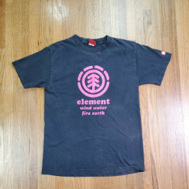 Vintage Element Skateboard T Shirt Sz Small Black Pink Logo BAM Margera