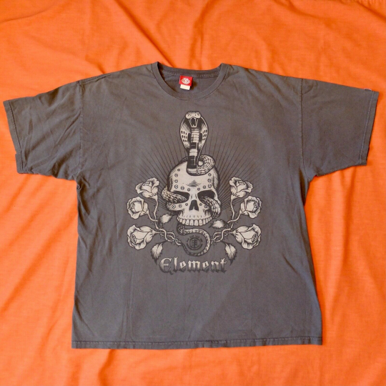 Vintage Element Skateboards T-Shirt Men's Size XL Cobra Skull Roses Logo