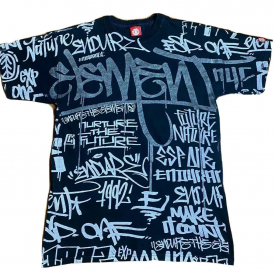 Vintage Men’s Element Skateboarding 100% Cotton Black Graffiti Shirt Size Medium