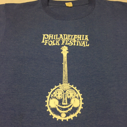 Vintage Philadelphia Folk Festival T-shirt Thin Soft Screen Stars Banjo Band