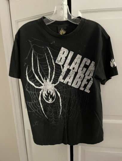 Vintage Rare Black Label Spider Graphic T Shirt M  Skaters Spiderman Tribute