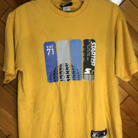 Vintage Starter Black Label Tag Look For The Star Yellow Skateboard Tshirt Men’