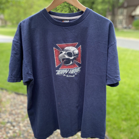 Vintage Tony Hawk T-shirt Size L Birdhouse Skull Navy Blue Skate Tee Shirt 90s