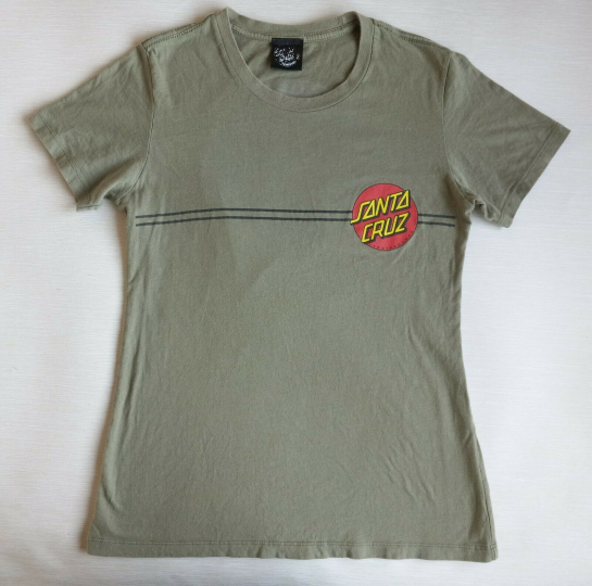 Vintage Womens Santa Cruz Skateboards Olive T-Shirt Size Small