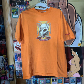 Vtg Birdhouse Tony Hawk Orange Tee Shirt sz Medium Skateboard Skate Skull Logo