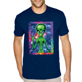 XtraFly Apparel Men’s Tee Alien Space Peace E.T. Galaxy Tie Dye Crewneck T-shirt
