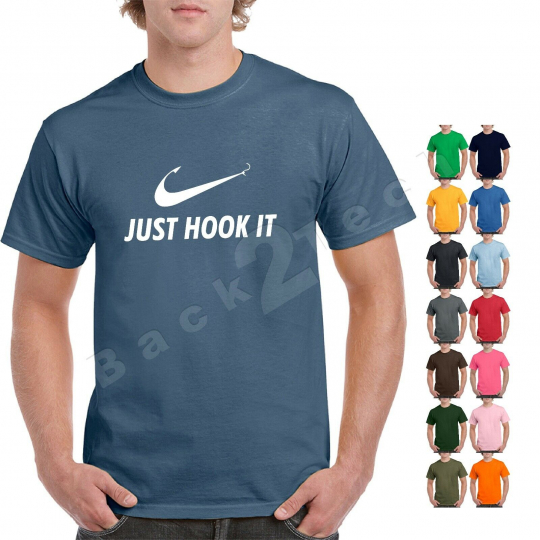 gift fishing  t-shirt,Just Hook It ADULT funny T-shirt,Meme Swoosh Sports Men's