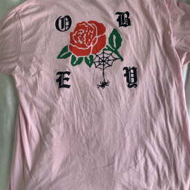 obey t shirt spider rose mens XL Pink