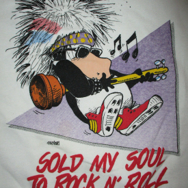 vtg 80s OPUS PENGUIN SWEATSHIRT Bloom County Sold Soul Rock N Roll Guitar XL